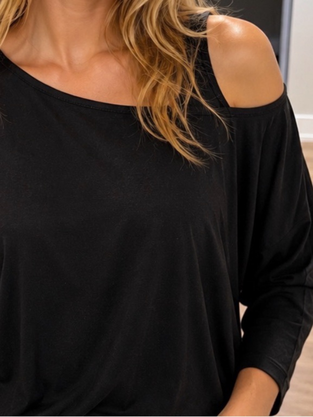 Lauren Ralph Lauren Black One-Shoulder Long Sleeve Top